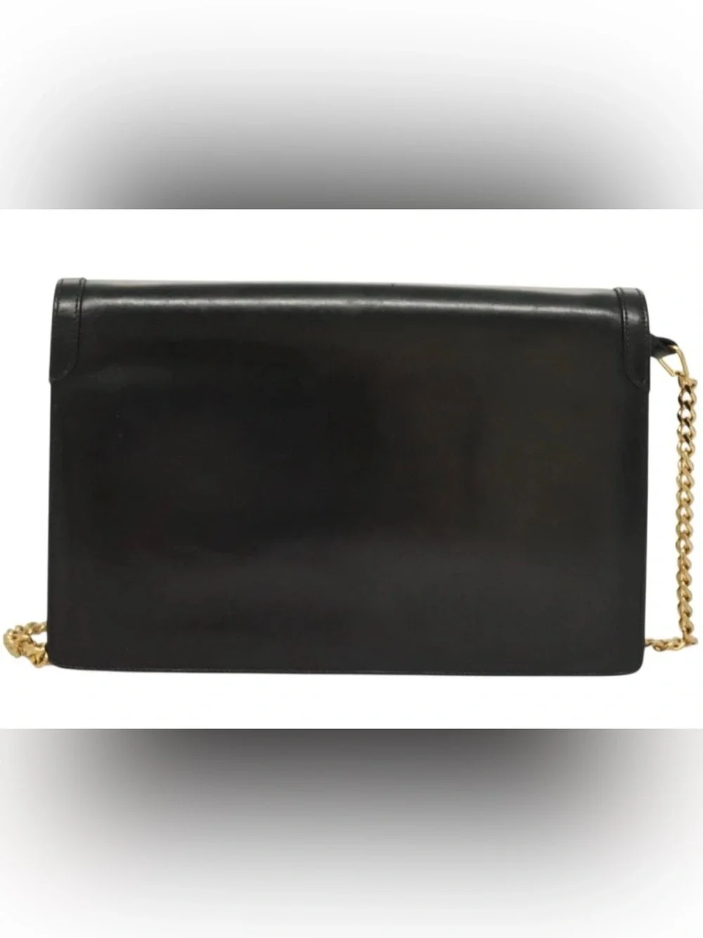 👜 GUCCI Black Leather Crossbody Gold Chain Shoulder Bag Authentic